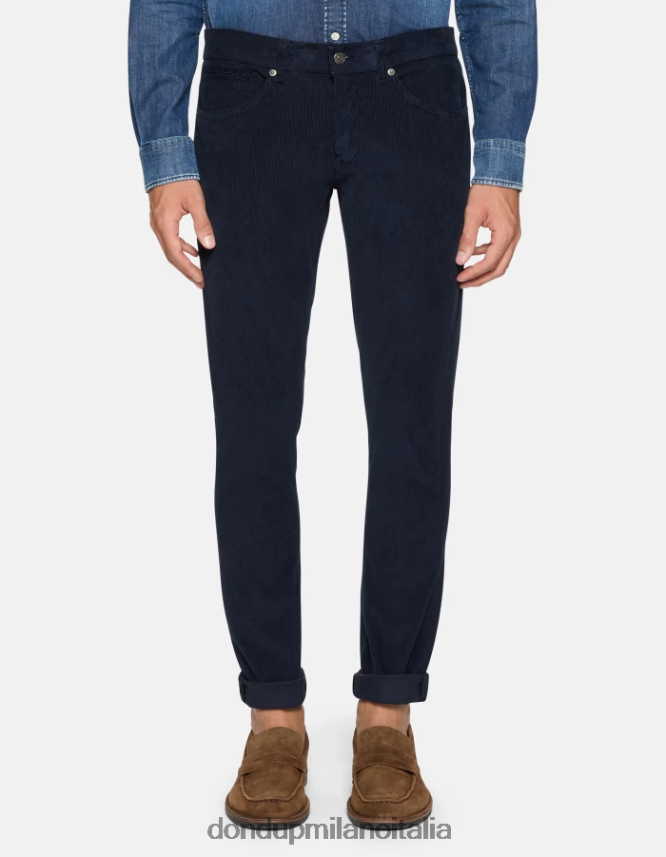 DONDUP hombres pantalones pitillo de terciopelo george vestir Azul marino AZX2Z0643