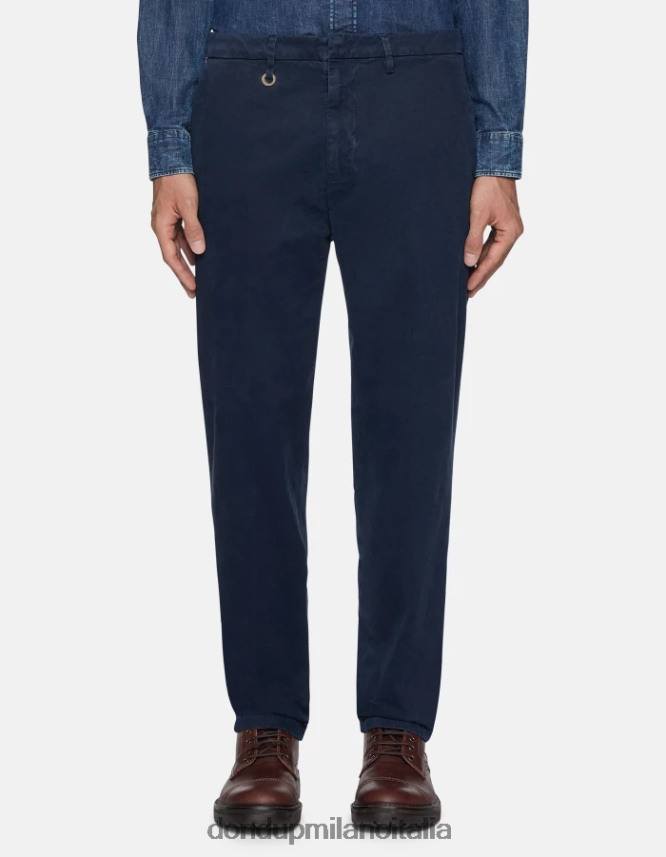 DONDUP hombres pantalones rick regular fit de algodón vestir Azul marino AZX2Z0739