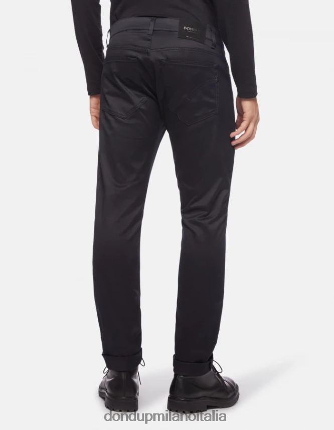 DONDUP hombres pantalones travis slim de satén vestir Azul marino AZX2Z0601