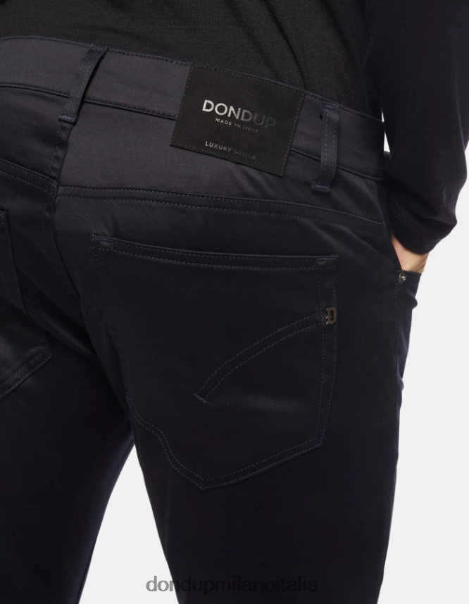 DONDUP hombres pantalones travis slim de satén vestir Azul marino AZX2Z0601