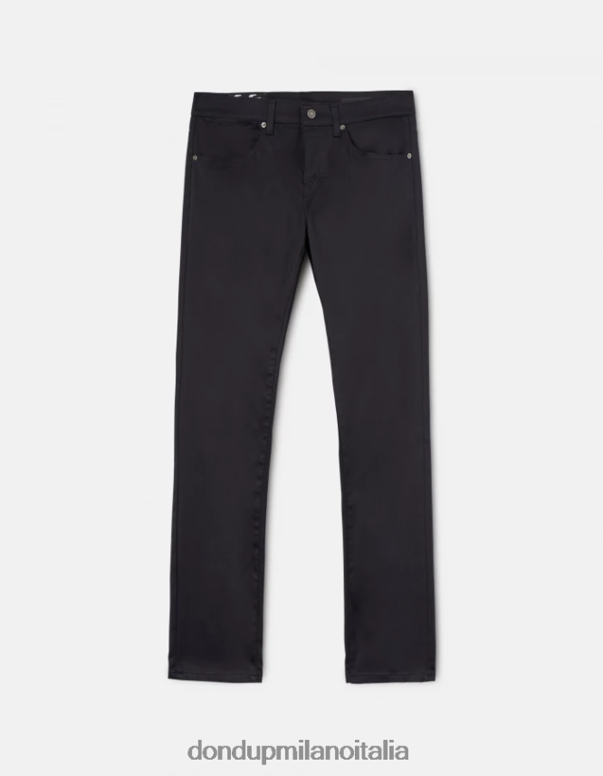 DONDUP hombres pantalones travis slim de satén vestir Azul marino AZX2Z0601