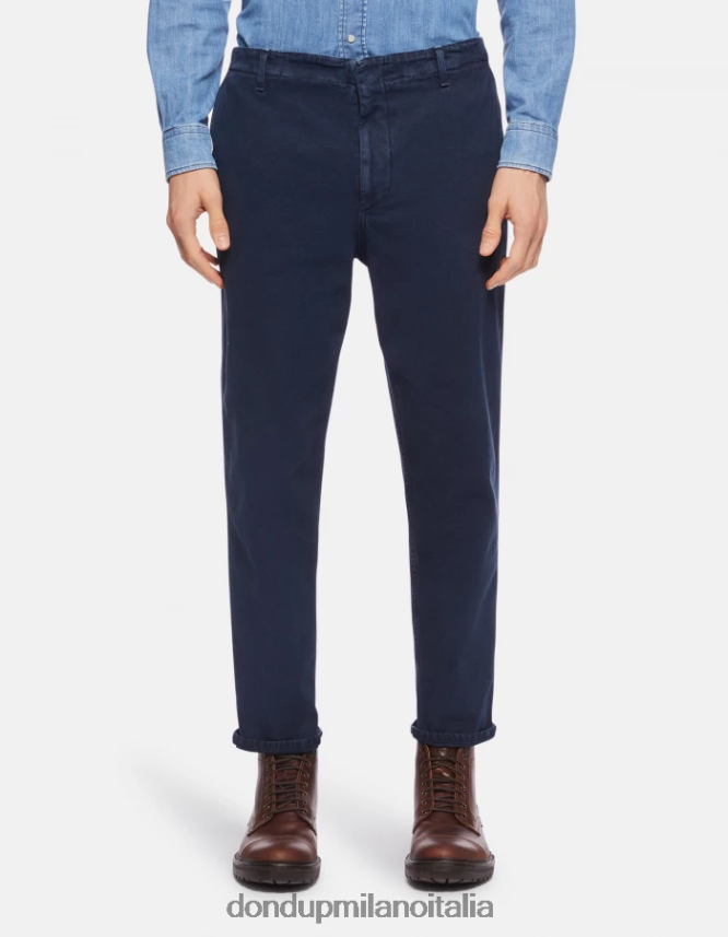 DONDUP hombres pantalones zyan carrot fit de algodón vestir Azul marino AZX2Z0752