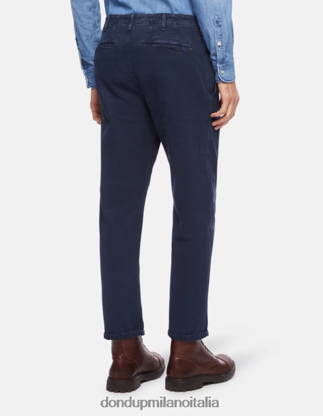 DONDUP hombres pantalones zyan carrot fit de algodón vestir Azul marino AZX2Z0752