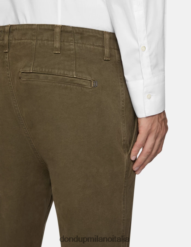 DONDUP hombres pantalones zyan carrot fit de algodón vestir ejercito verde AZX2Z0751