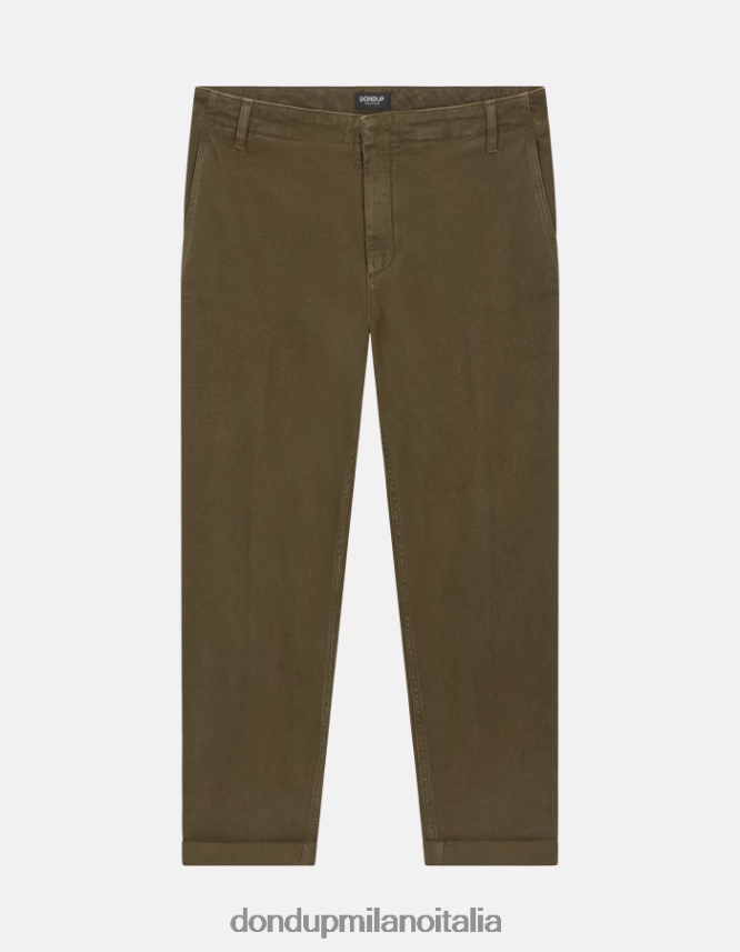 DONDUP hombres pantalones zyan carrot fit de algodón vestir ejercito verde AZX2Z0751