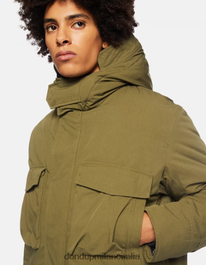 DONDUP hombres parka holgada en tejido técnico vestir verde salvia AZX2Z0904