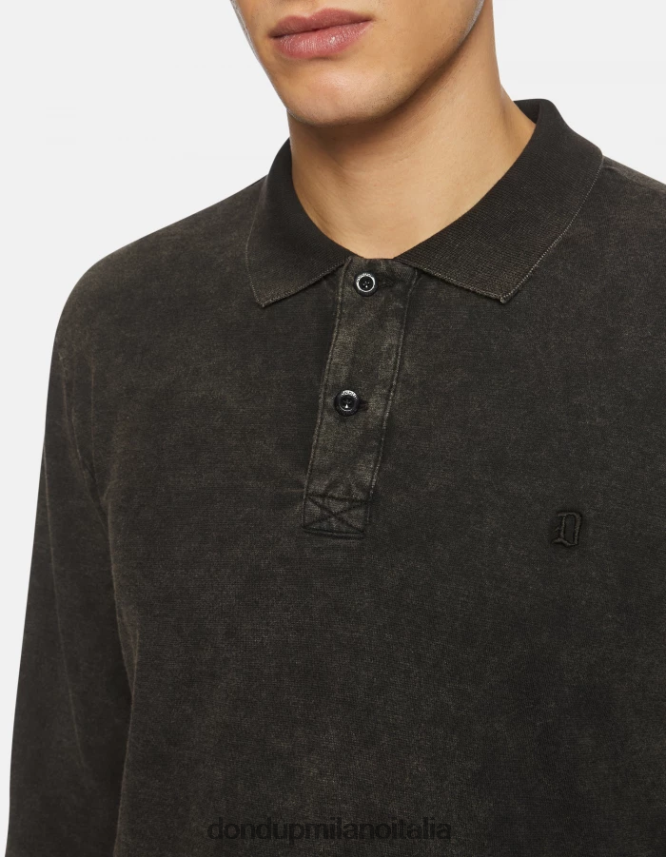 DONDUP hombres polo de corte regular de punto vestir negro AZX2Z0803