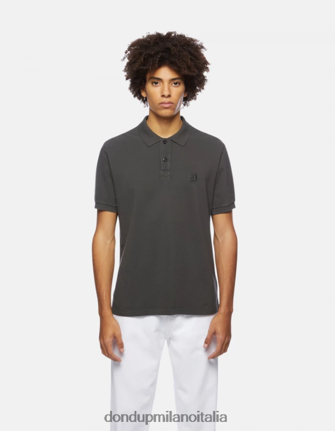 DONDUP hombres polo de piqué regular fit vestir asfalto AZX2Z0820