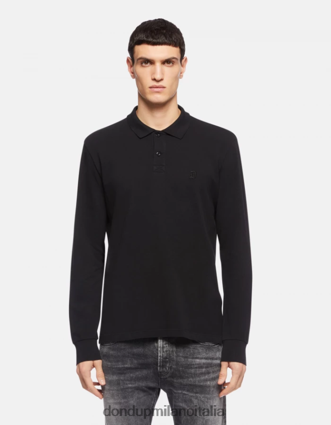 DONDUP hombres polo de piqué regular fit vestir negro AZX2Z0809