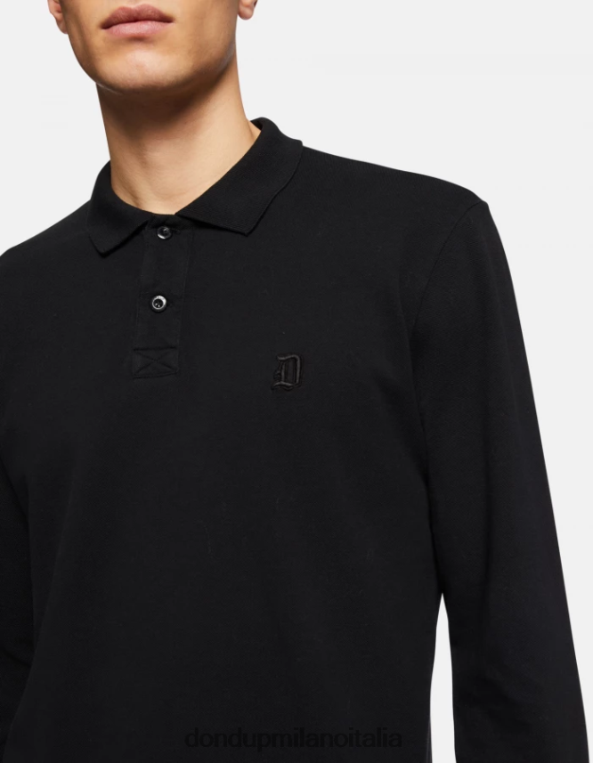 DONDUP hombres polo de piqué regular fit vestir negro AZX2Z0809