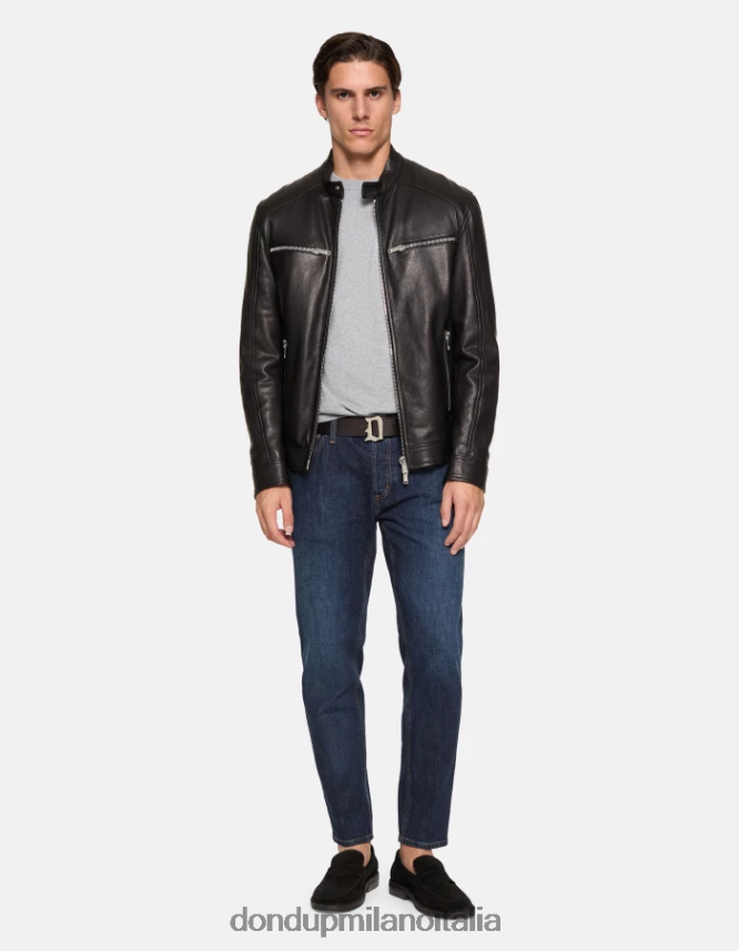 DONDUP hombres vaqueros Brighton de denim elástico con corte carrot vestir azul AZX2Z0566