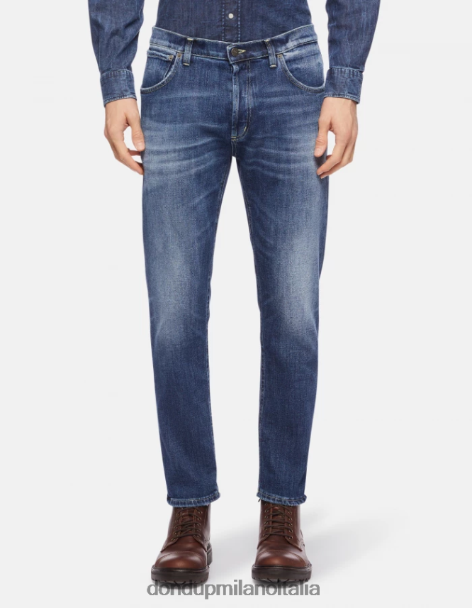 DONDUP hombres vaqueros Brighton de denim elástico con corte carrot vestir azul AZX2Z0629