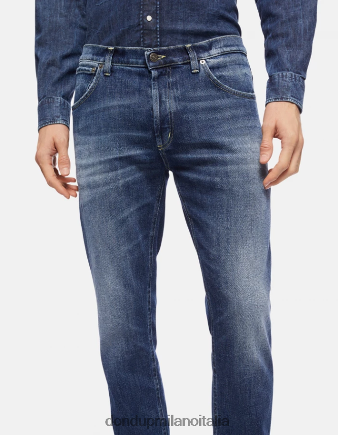 DONDUP hombres vaqueros Brighton de denim elástico con corte carrot vestir azul AZX2Z0629