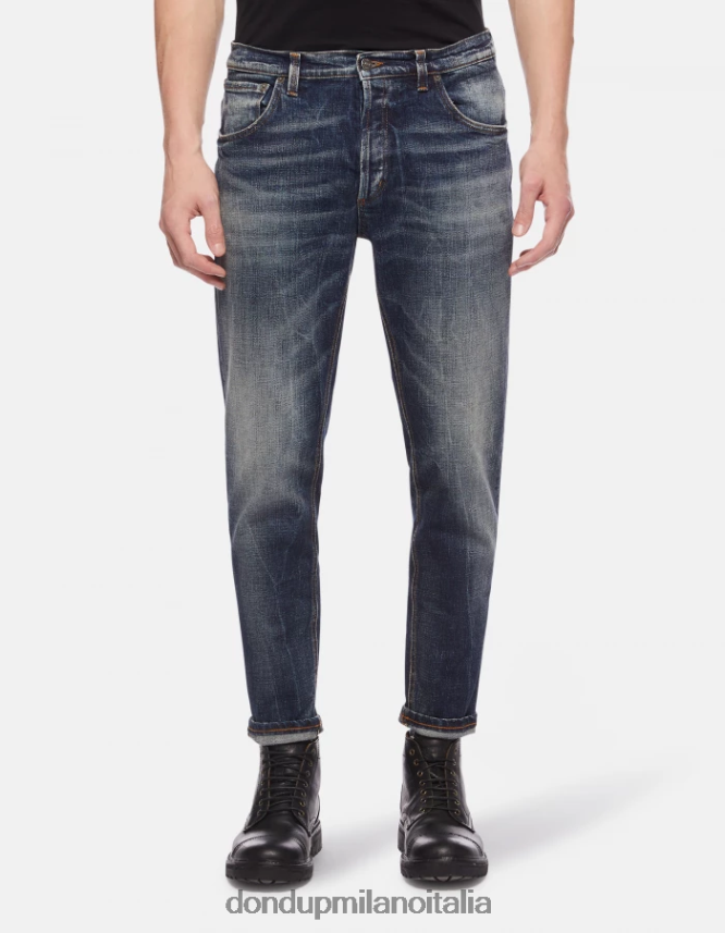 DONDUP hombres vaqueros Brighton de denim elástico con corte carrot vestir azul AZX2Z0658