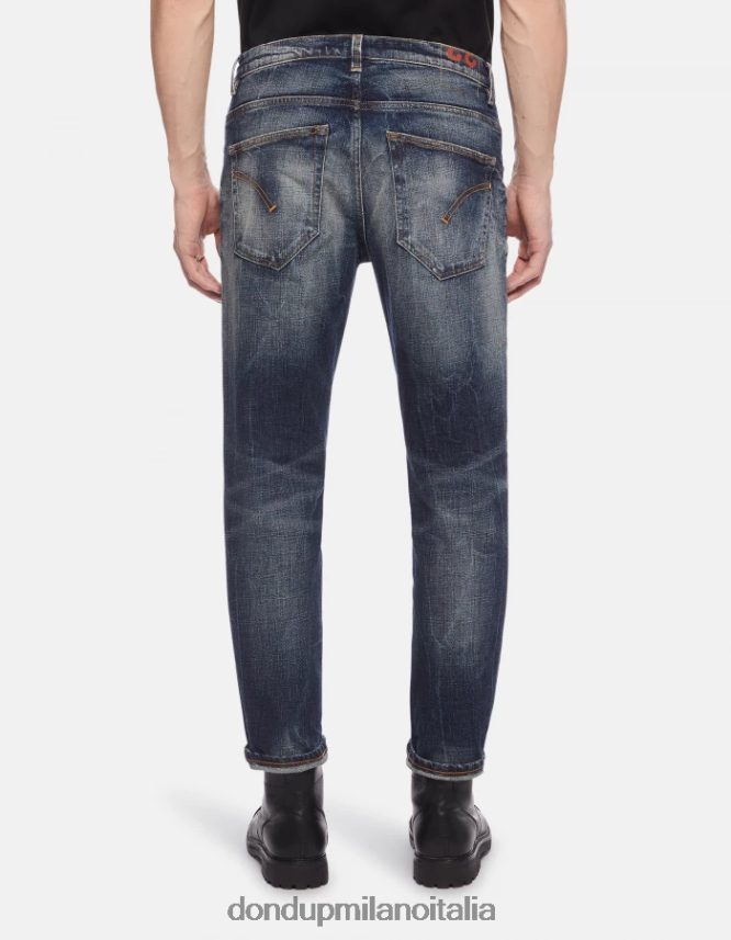 DONDUP hombres vaqueros Brighton de denim elástico con corte carrot vestir azul AZX2Z0658