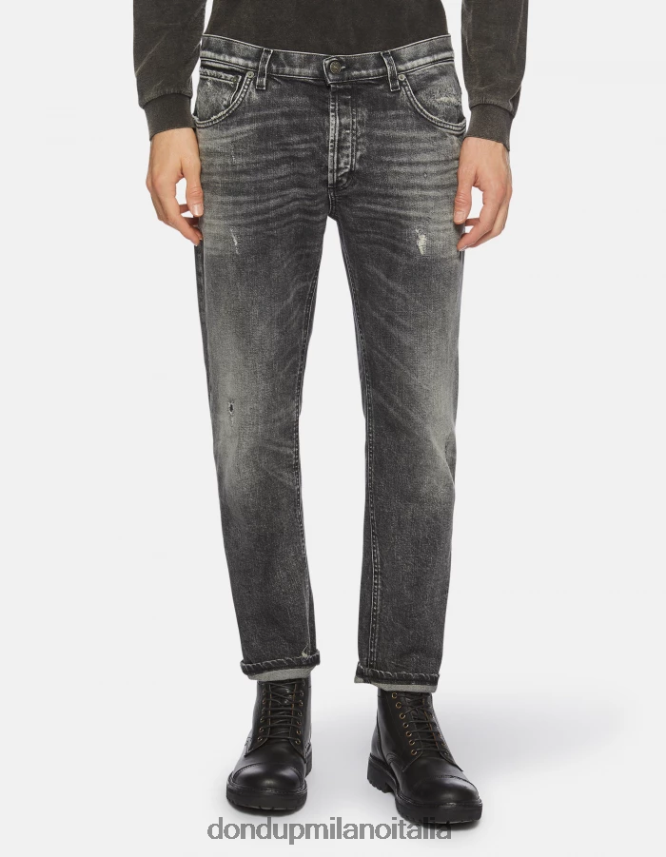 DONDUP hombres vaqueros Brighton de denim elástico con corte carrot vestir negro AZX2Z0639