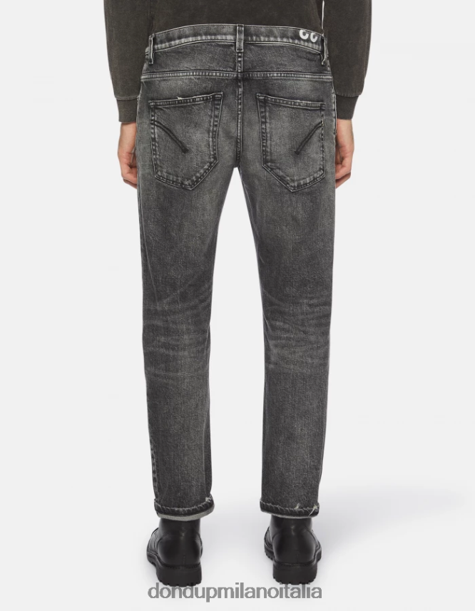 DONDUP hombres vaqueros Brighton de denim elástico con corte carrot vestir negro AZX2Z0639