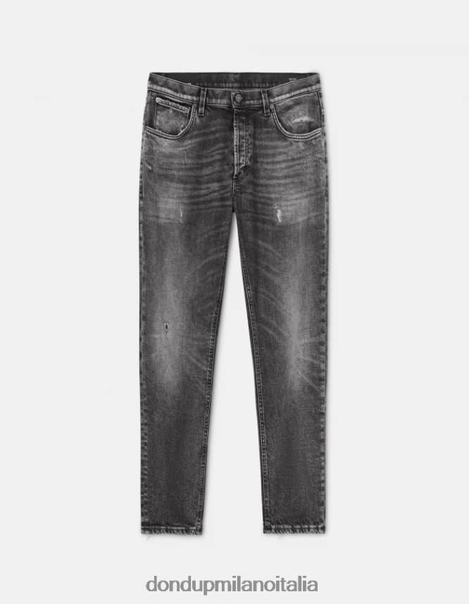 DONDUP hombres vaqueros Brighton de denim elástico con corte carrot vestir negro AZX2Z0639