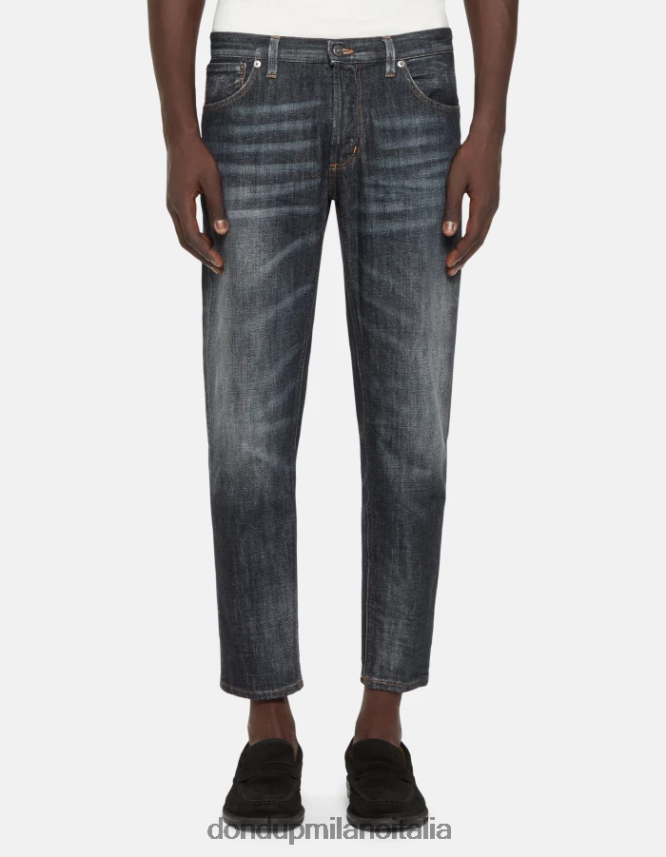 DONDUP hombres vaqueros Brighton de denim rígido con corte carrot vestir azul AZX2Z0598