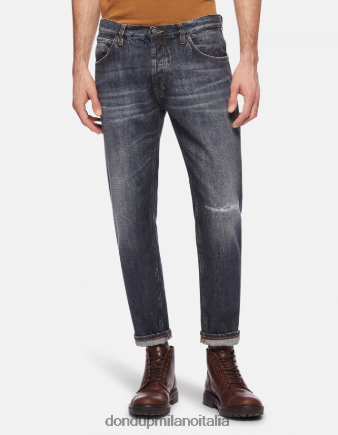 DONDUP hombres vaqueros Brighton de denim rígido con corte carrot vestir azul AZX2Z0657