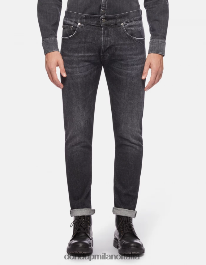 DONDUP hombres vaqueros Icon de corte regular en denim elástico vestir negro AZX2Z0641