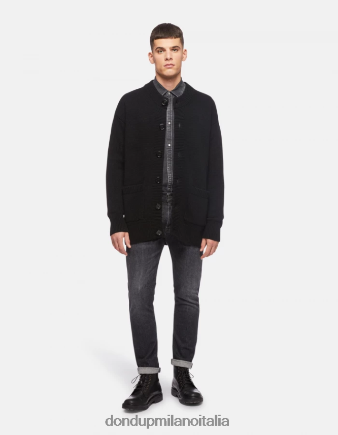 DONDUP hombres vaqueros Icon de corte regular en denim elástico vestir negro AZX2Z0641