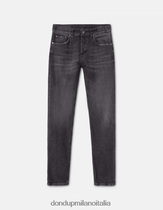 DONDUP hombres vaqueros Icon de corte regular en denim elástico vestir negro AZX2Z0641