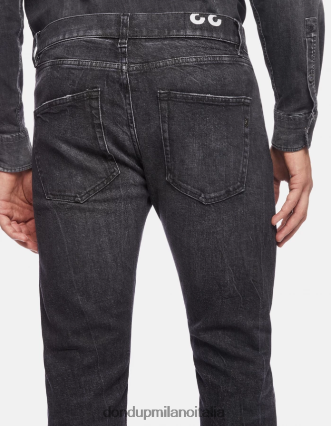 DONDUP hombres vaqueros Icon de corte regular en denim elástico vestir negro AZX2Z0641