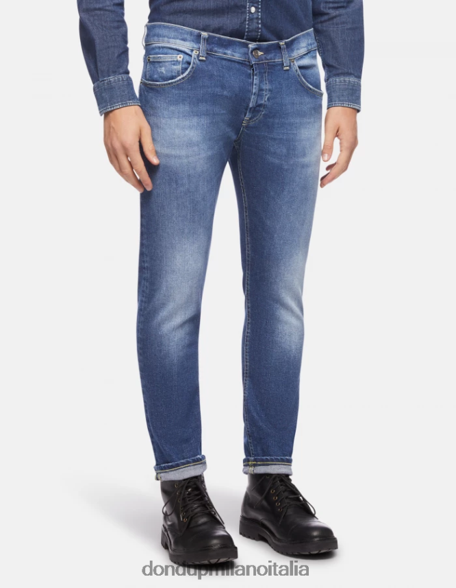 DONDUP hombres vaqueros mius slim de denim elástico vestir azul AZX2Z0616