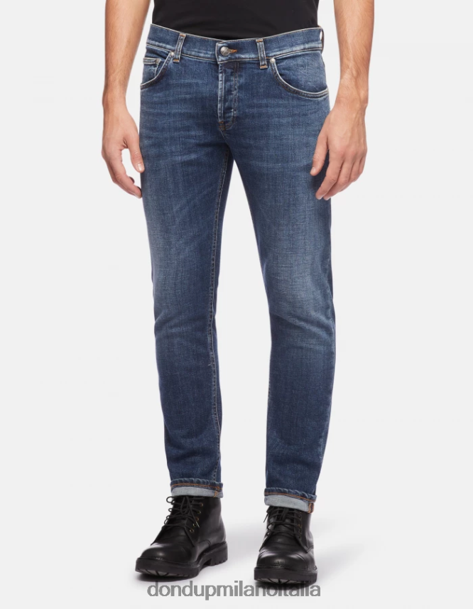 DONDUP hombres vaqueros mius slim de denim elástico vestir azul AZX2Z0631