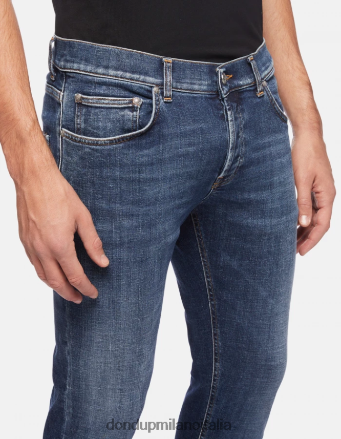 DONDUP hombres vaqueros mius slim de denim elástico vestir azul AZX2Z0631