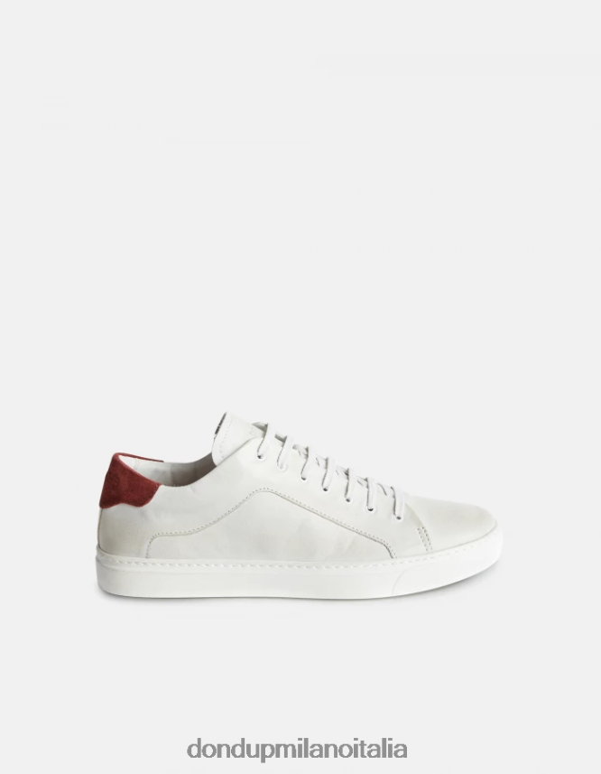 DONDUP hombres zapatillas de cuero envejecido calzado blanco y ciruela AZX2Z0981