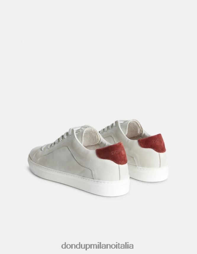 DONDUP hombres zapatillas de cuero envejecido calzado blanco y ciruela AZX2Z0981