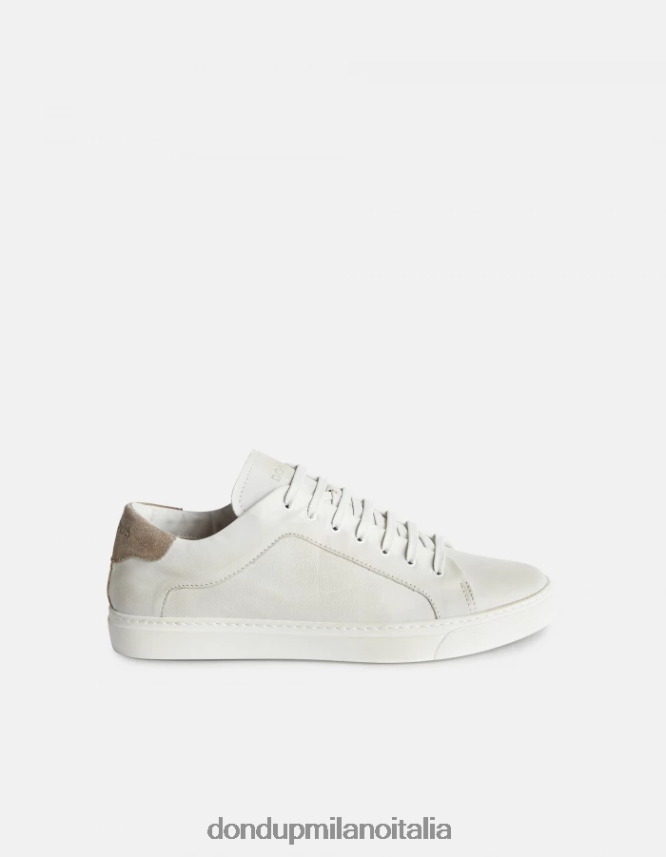 DONDUP hombres zapatillas de cuero envejecido calzado crema blanca AZX2Z0979