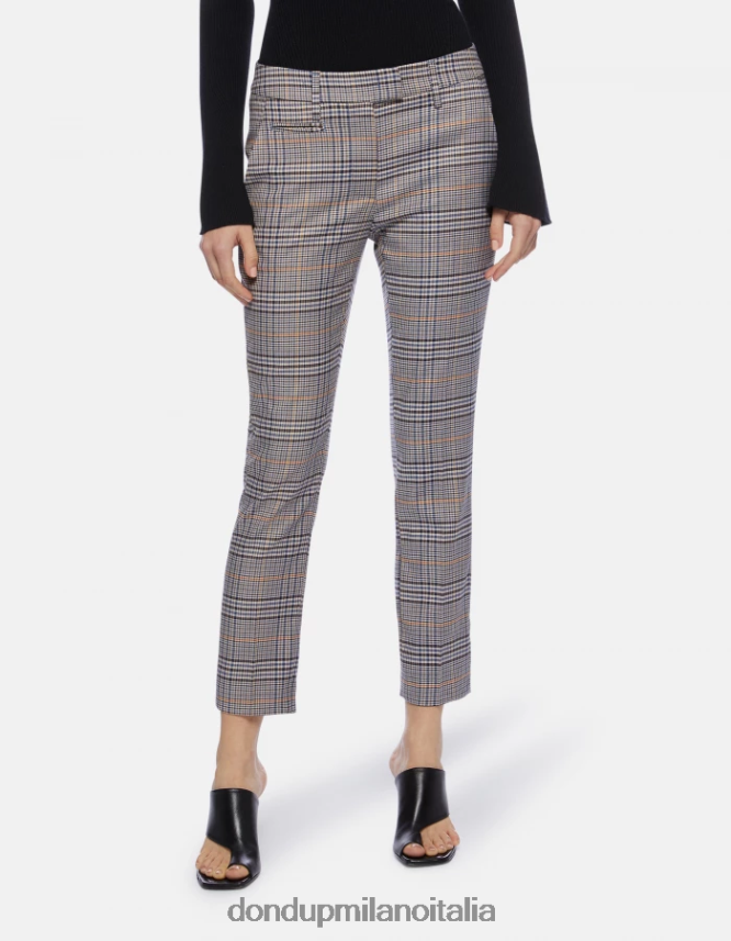 DONDUP mujer Pantalón slim fit perfecto en tejido de cuadros príncipe de gales vestir azul AZX2Z0226