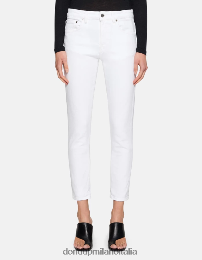 DONDUP mujer Vaqueros Mila carrot fit en denim bull elástico vestir blanco AZX2Z051