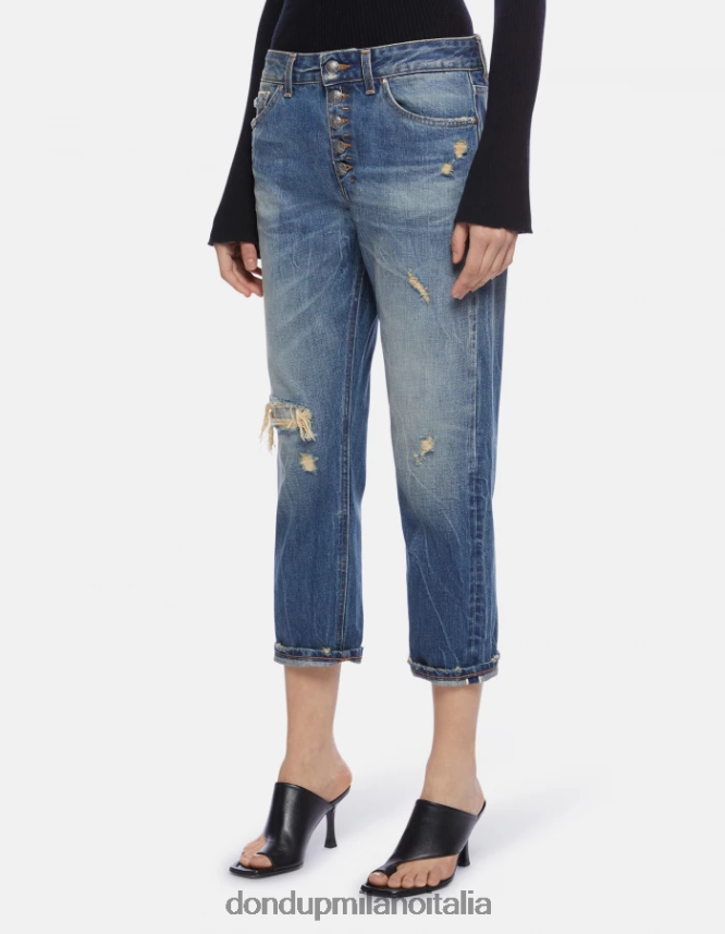 DONDUP mujer Vaqueros koons holgados de denim con orillo rígido vestir azul AZX2Z0110