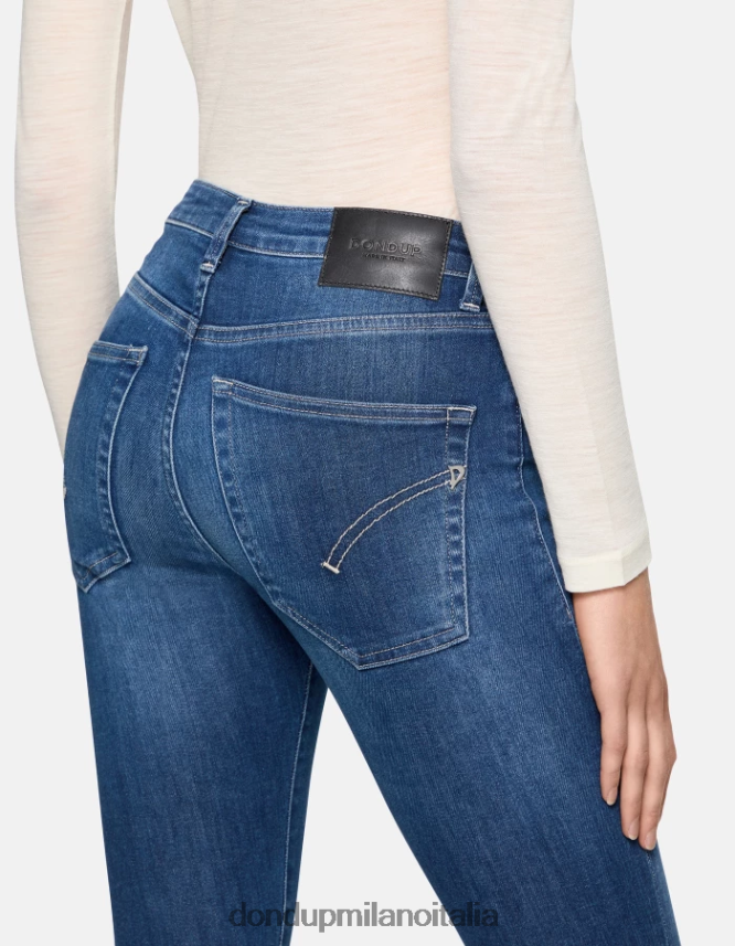 DONDUP mujer Vaqueros súper ajustados de 31 pulgadas Iris en denim elástico vestir azul AZX2Z026