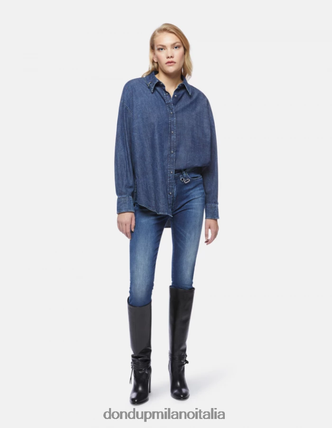 DONDUP mujer Vaqueros súper ajustados iris en denim elástico vestir azul AZX2Z060