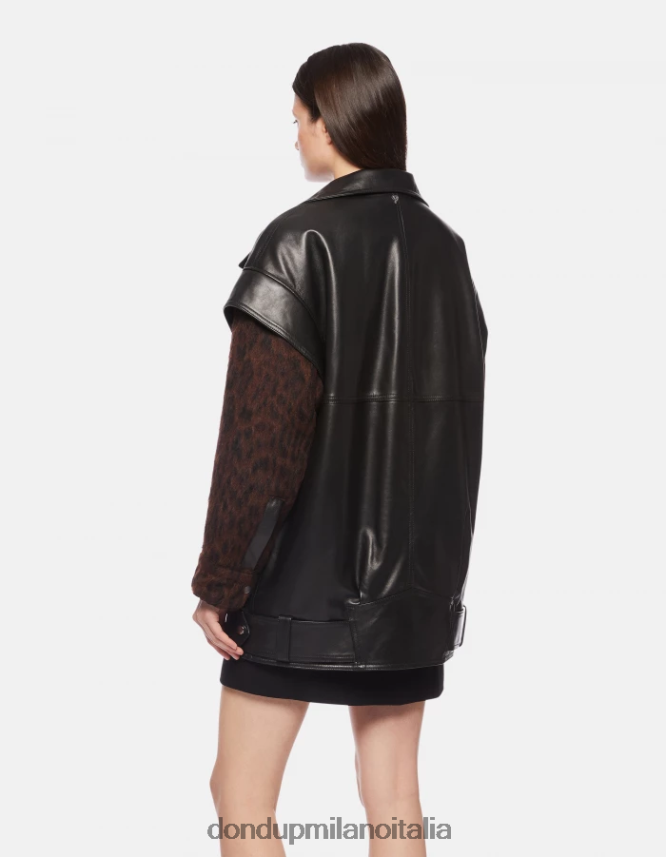 DONDUP mujer abrigo oversize de napa vestir negro AZX2Z0350