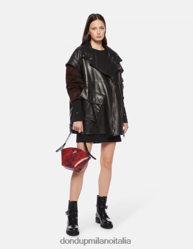 DONDUP mujer abrigo oversize de napa vestir negro AZX2Z0350