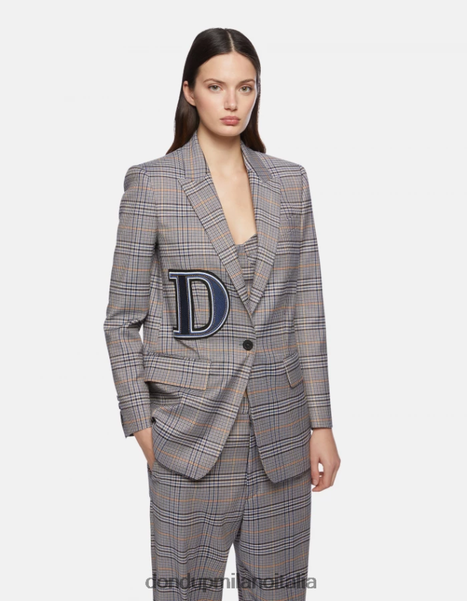 DONDUP mujer blazer a cuadros príncipe de gales con botonadura simple vestir azul AZX2Z0375