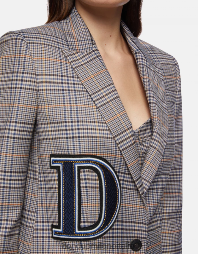 DONDUP mujer blazer a cuadros príncipe de gales con botonadura simple vestir azul AZX2Z0375