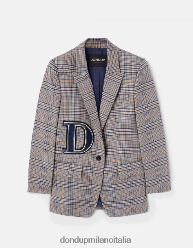 DONDUP mujer blazer a cuadros príncipe de gales con botonadura simple vestir azul AZX2Z0375