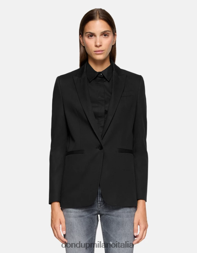 DONDUP mujer blazer de algodón con botonadura sencilla vestir negro AZX2Z0393