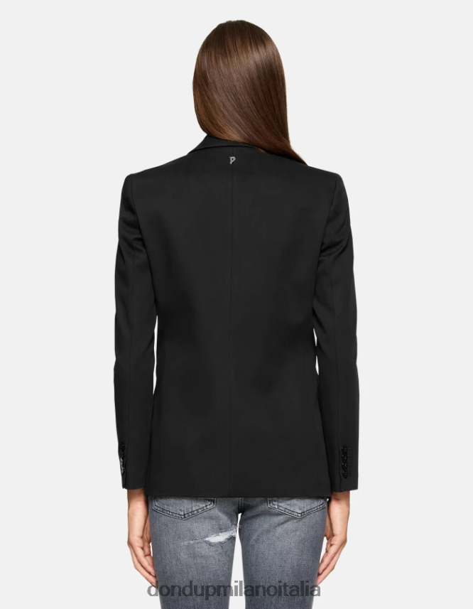 DONDUP mujer blazer de algodón con botonadura sencilla vestir negro AZX2Z0393