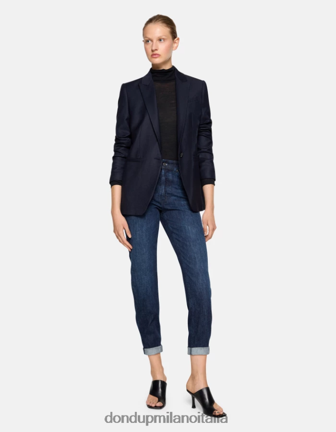 DONDUP mujer blazer de franela con botonadura simple vestir Azul marino AZX2Z0374