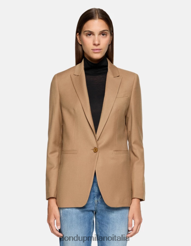 DONDUP mujer blazer de franela con botonadura simple vestir camello AZX2Z0373