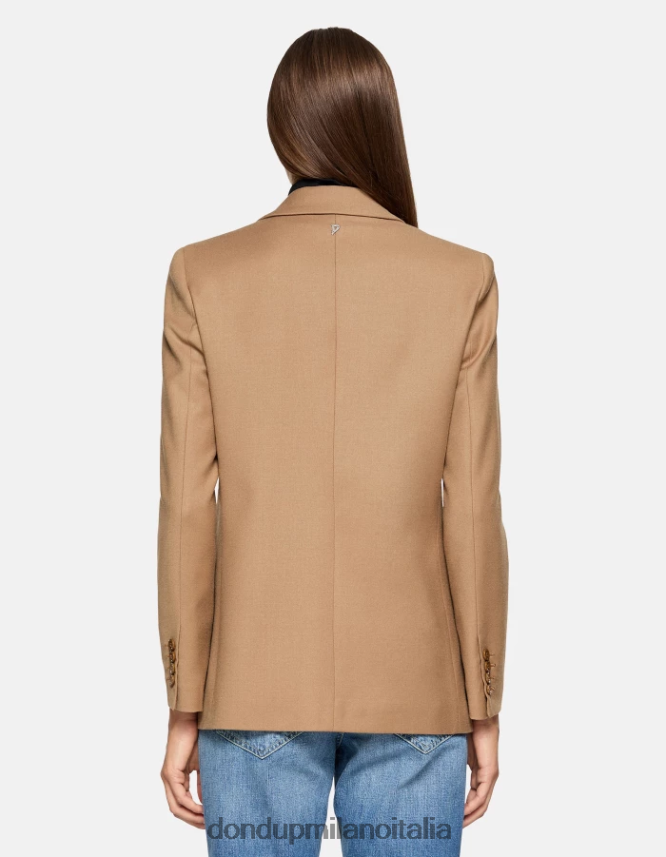 DONDUP mujer blazer de franela con botonadura simple vestir camello AZX2Z0373