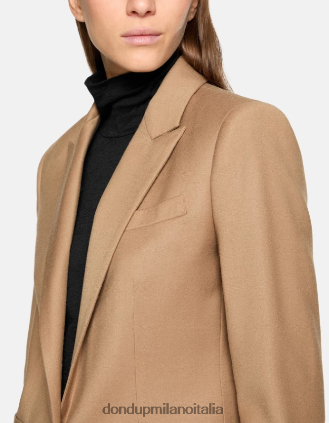 DONDUP mujer blazer de franela con botonadura simple vestir camello AZX2Z0373